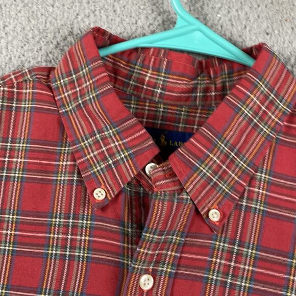 Ralph Lauren Oxford Button Down Shirt Men’s XL Red Plaid Causal Classic Formal - Picture 4 of 9